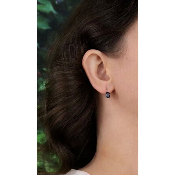 10k Yellow Gold Natural Garnet Earrings Dangle Drop - Picture 4 of 8